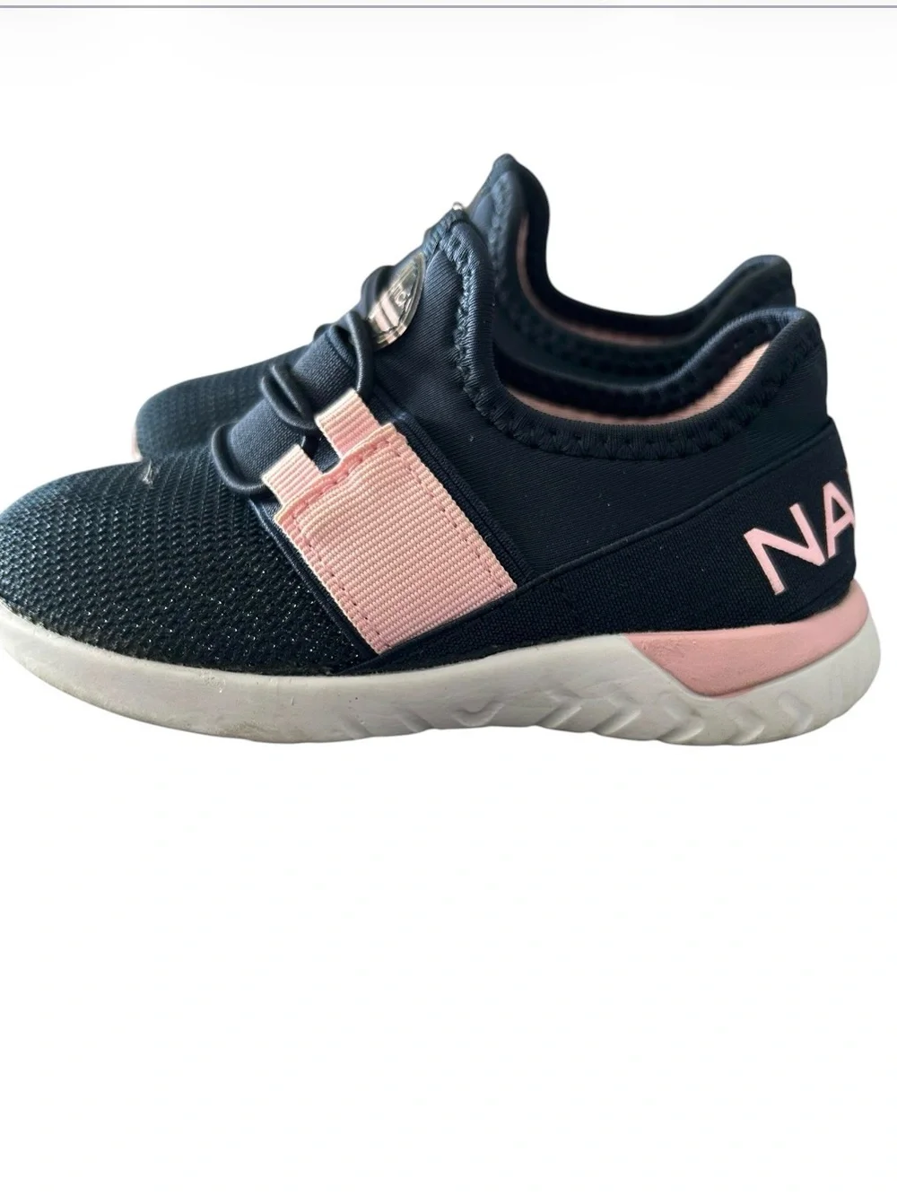 Nautica Black and Pink Slip-On Kids Sneakers